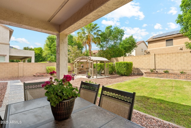 view of patio with a pergola and a fenced backyard