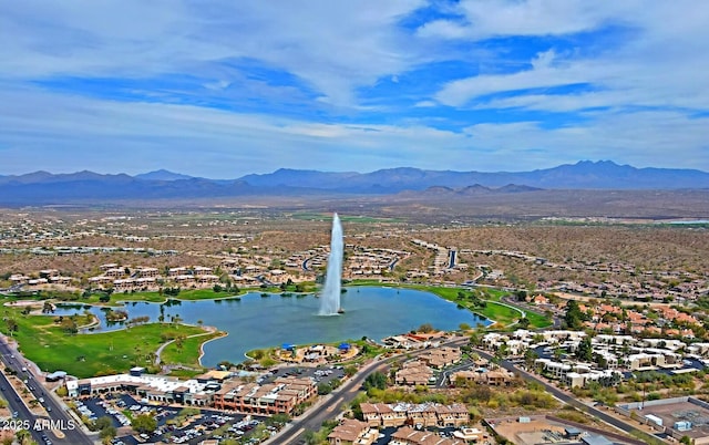 aerial view with a residential view and a water and mountain view