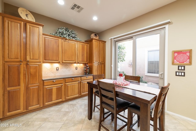 view of tiled dining room