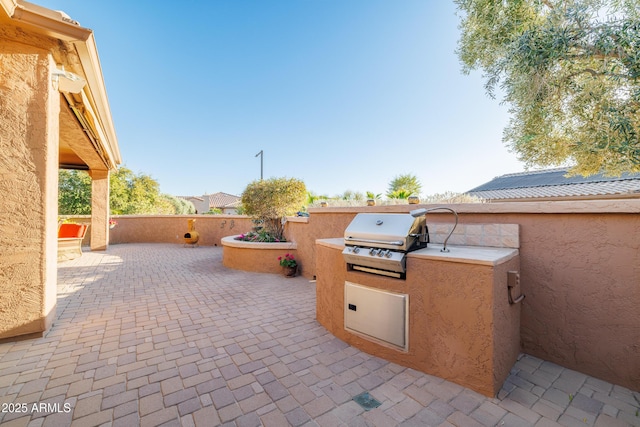 view of patio with a grill and exterior kitchen