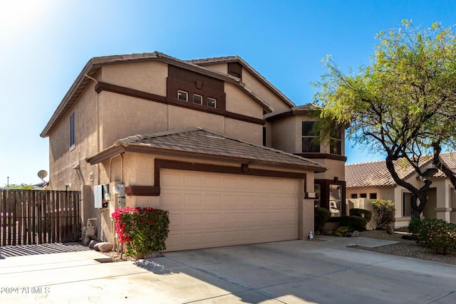 view of front of property with a garage