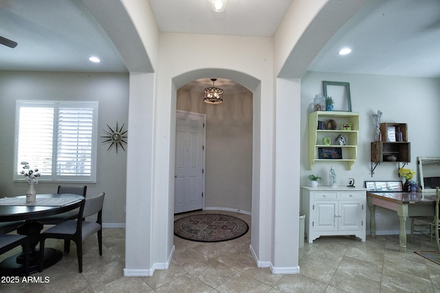 interior space with an inviting chandelier