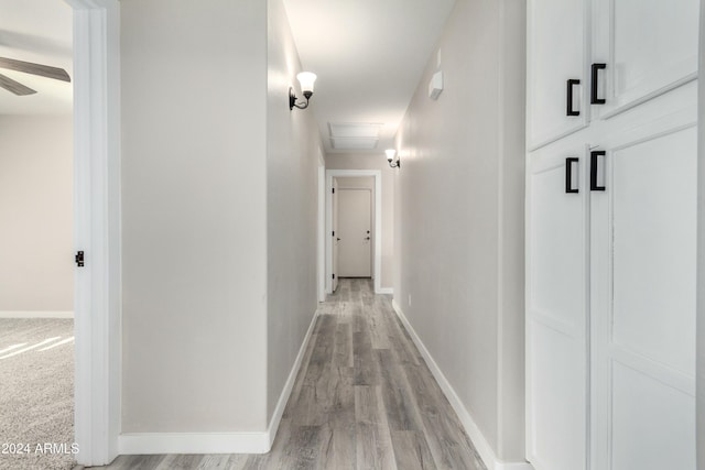 corridor featuring light hardwood / wood-style flooring