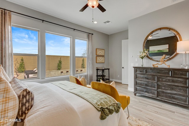 19420 W San Juan Ave, Litchfield Park, AZ 85340 - bedroom with light wood-style flooring, baseboards, recessed lighting, and a ceiling fan