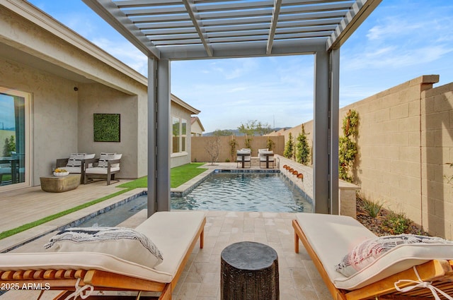 19420 W San Juan Ave, Litchfield Park, AZ 85340 - view of pool featuring a fenced backyard, a pergola, and a patio area