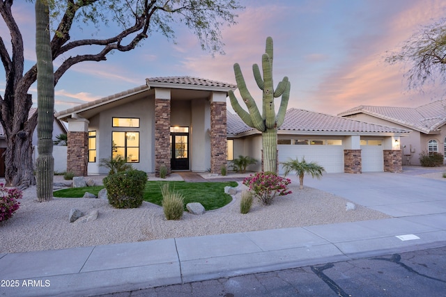 view of front of house with a garage