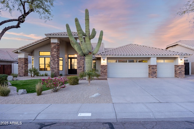 view of front of house with a garage