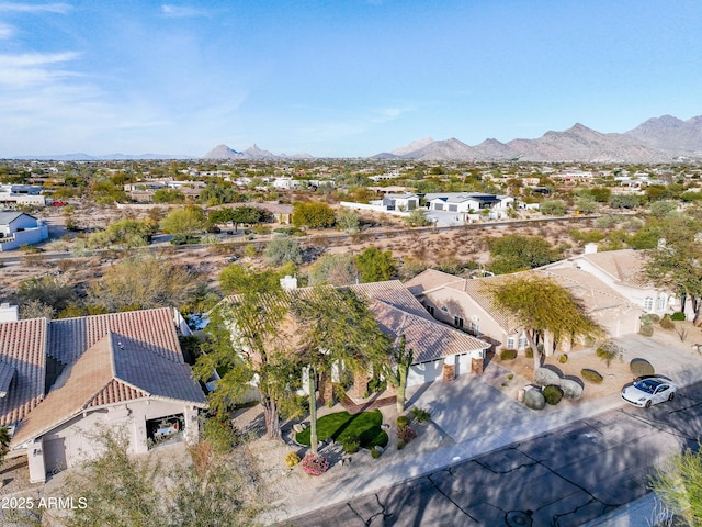 aerial view with a mountain view