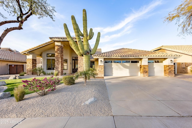 view of front of house with a garage