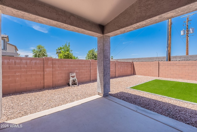 view of patio featuring a fenced backyard