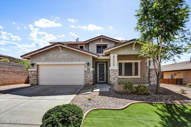 31133 N 132nd Ln, Peoria, AZ 85383 - craftsman-style home with stone siding, stucco siding, concrete driveway, and a garage