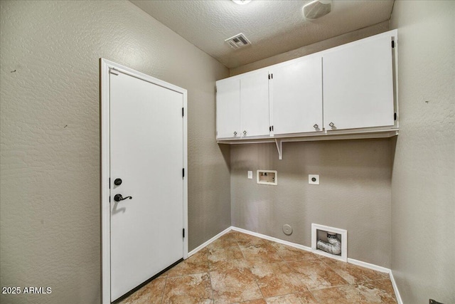 31133 N 132nd Ln, Peoria, AZ 85383 - laundry room featuring electric dryer hookup, hookup for a washing machine, cabinet space, hookup for a gas dryer, and a textured ceiling