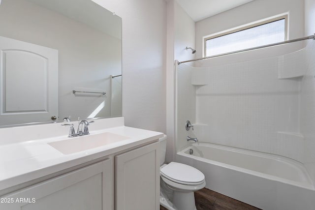13523 W Remuda Dr, Peoria, AZ 85383 - full bath featuring wood finished floors, toilet, vanity, and bathing tub / shower combination