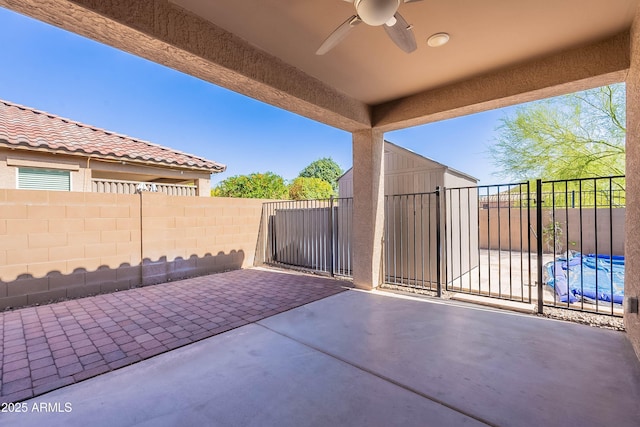 13523 W Remuda Dr, Peoria, AZ 85383 - view of patio / terrace with ceiling fan and a fenced backyard