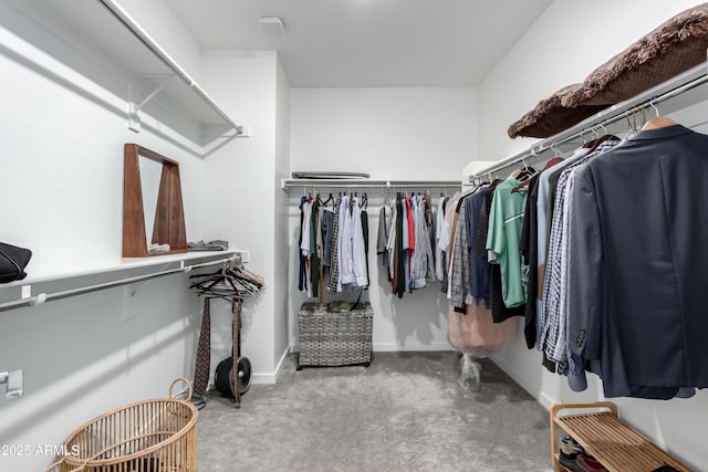 walk in closet featuring carpet