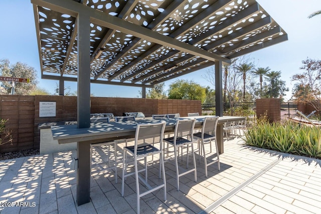 view of patio / terrace featuring a pergola