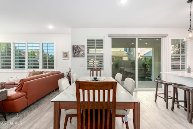 dining area with light hardwood / wood-style flooring