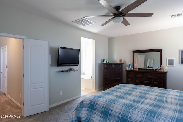 19937 W Heatherbrae Dr, Litchfield Park, AZ 85340 - bedroom featuring carpet, baseboards, a ceiling fan, and connected bathroom