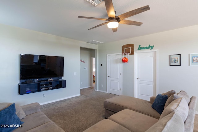 19937 W Heatherbrae Dr, Litchfield Park, AZ 85340 - carpeted living room featuring a ceiling fan and baseboards