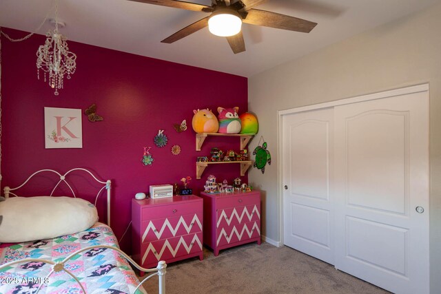 19937 W Heatherbrae Dr, Litchfield Park, AZ 85340 - carpeted bedroom with a ceiling fan and a closet