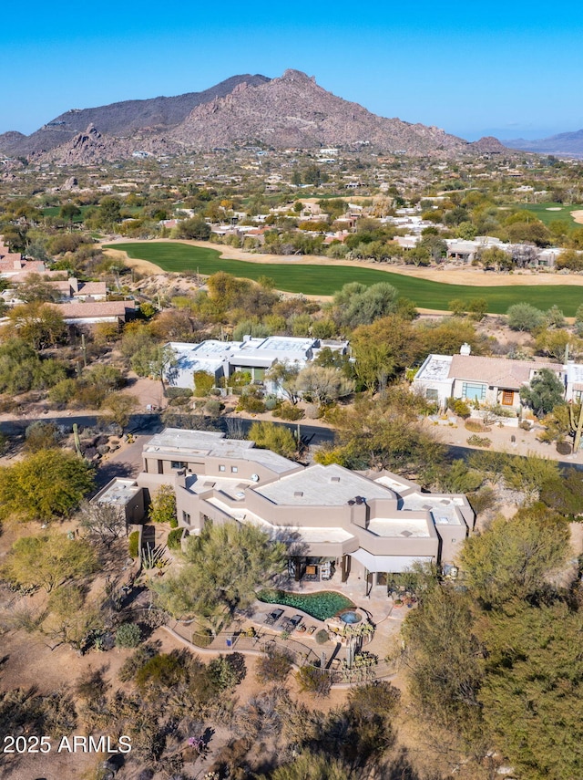 bird's eye view with a mountain view