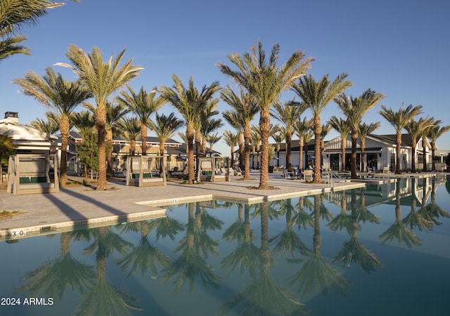 view of swimming pool with a patio area