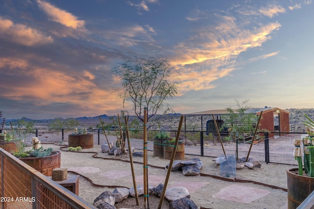 playground at dusk with a mountain view