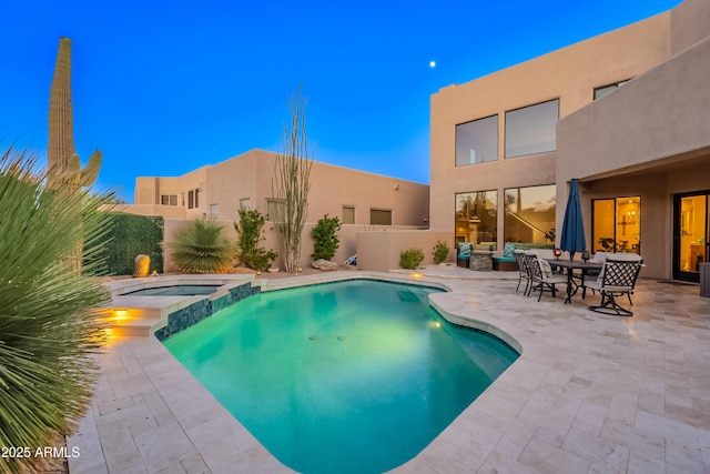 10772 E Running Deer Trl, Scottsdale, AZ 85262 - view of pool with a patio, a fenced backyard, and a pool with connected hot tub