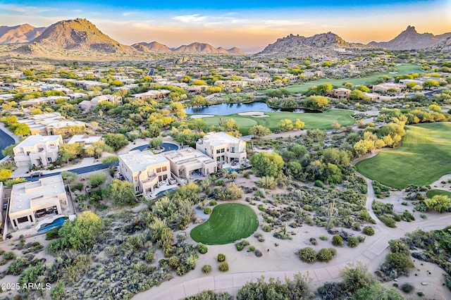 10772 E Running Deer Trl, Scottsdale, AZ 85262 - aerial view at dusk of view of golf course and a water and mountain view
