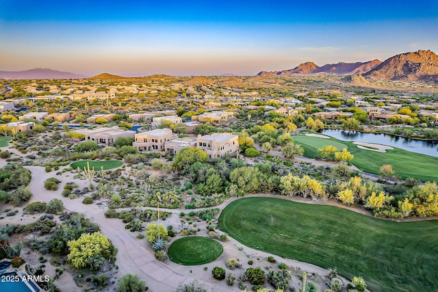 10772 E Running Deer Trl, Scottsdale, AZ 85262 - aerial perspective of suburban area with a local golf course and a water and mountain view
