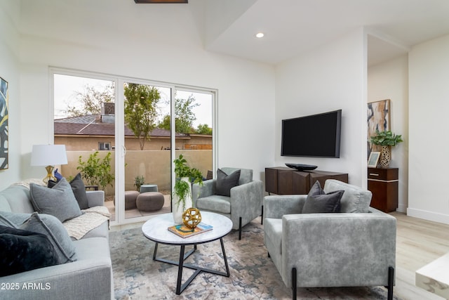 living room with hardwood / wood-style floors