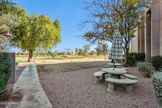 view of community featuring a lawn