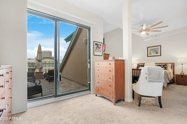 carpeted bedroom featuring vaulted ceiling