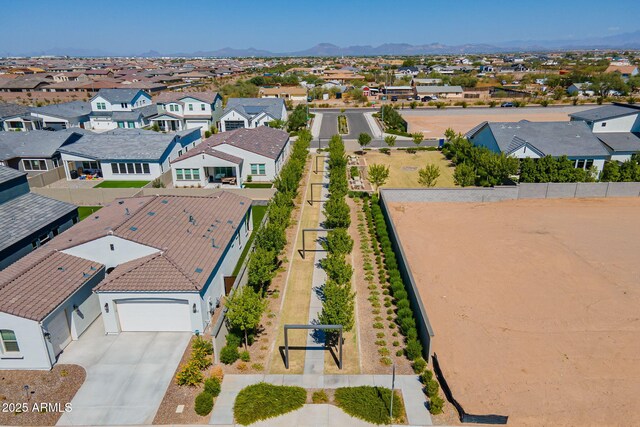 drone / aerial view with a mountain view