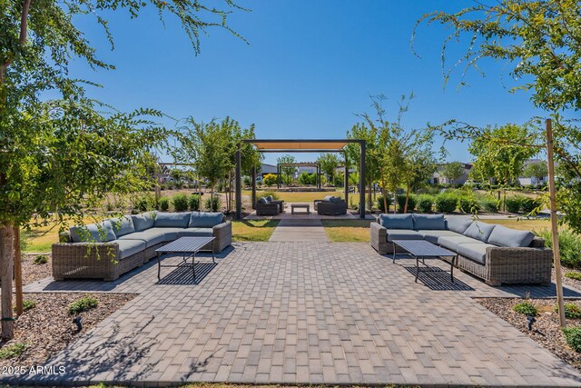 view of patio featuring an outdoor hangout area