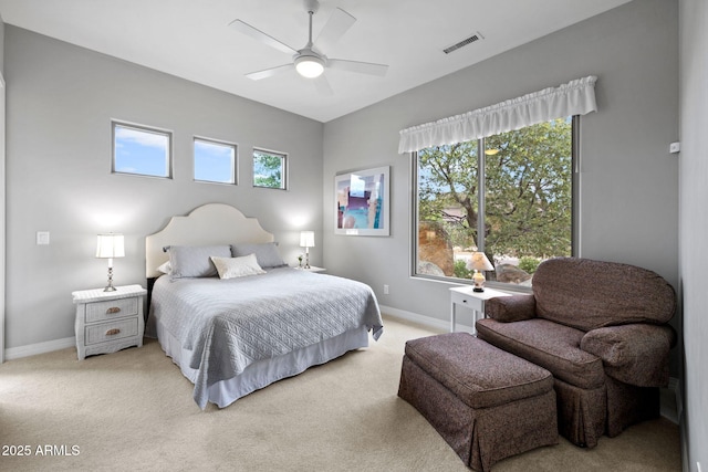 1385 Ridgewood Dr, Prescott, AZ 86305 - bedroom with baseboards, light colored carpet, and a ceiling fan