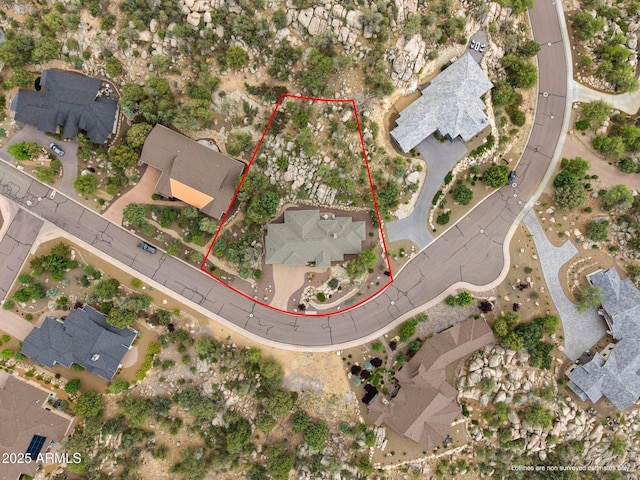 1385 Ridgewood Dr, Prescott, AZ 86305 - aerial overview of property's location featuring property boundaries highlighted