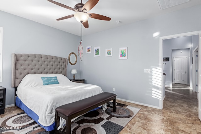 bedroom featuring ceiling fan