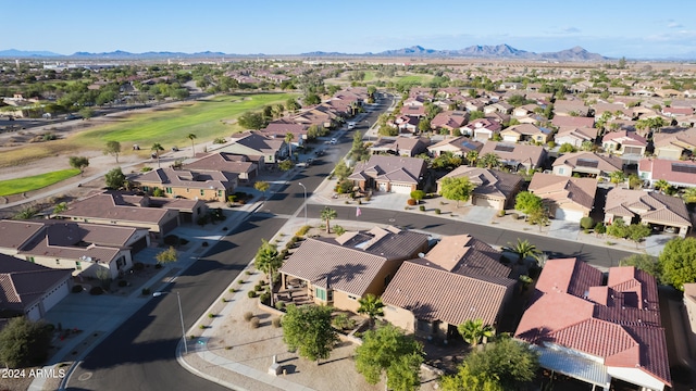 birds eye view of property featuring a mountain view