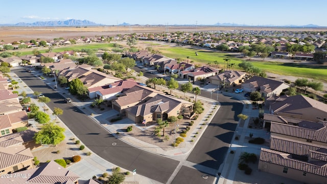 drone / aerial view featuring a mountain view