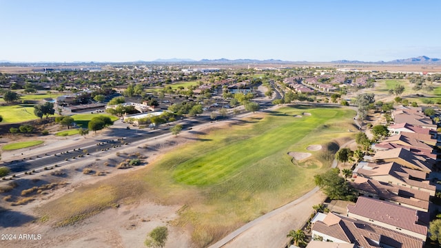 birds eye view of property featuring a mountain view