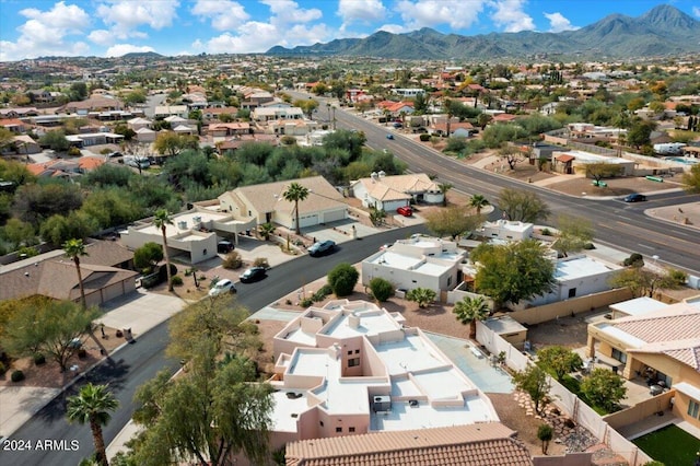 drone / aerial view with a mountain view