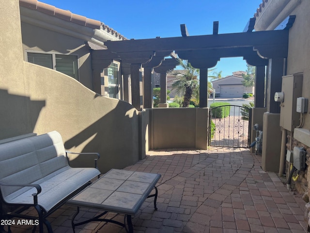 view of patio with a pergola