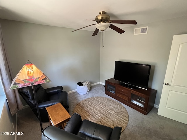 8355 E Via De Encanto, Scottsdale, AZ 85258 - carpeted living room with ceiling fan and baseboards