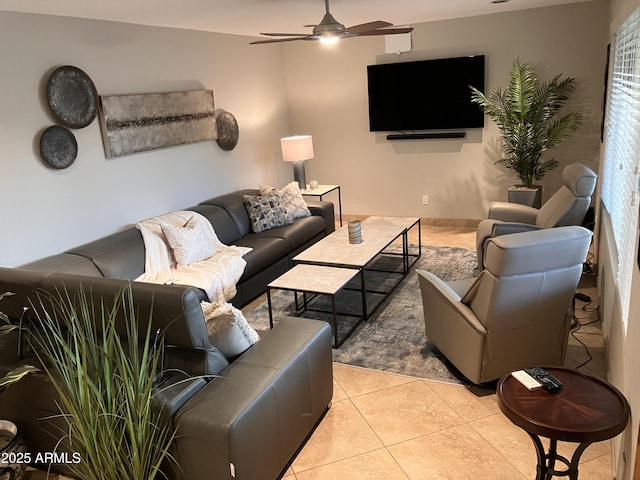 8355 E Via De Encanto, Scottsdale, AZ 85258 - living area featuring a ceiling fan and tile patterned floors