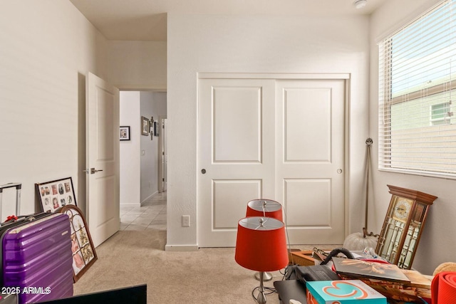 recreation room featuring carpet flooring