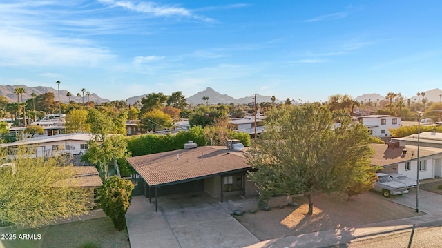 aerial view with a mountain view