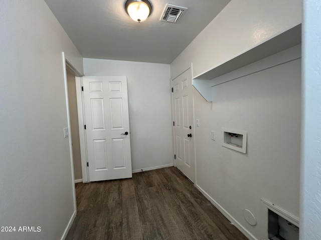 laundry area featuring hookup for a washing machine and dark hardwood / wood-style floors