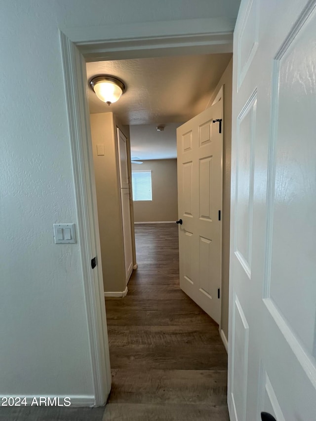 hall featuring dark wood-type flooring