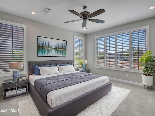 16881 W Merrell St, Goodyear, AZ 85395 - bedroom with carpet floors, baseboards, recessed lighting, and ceiling fan